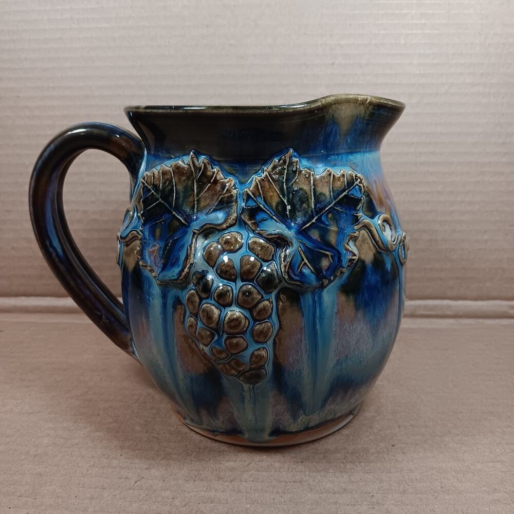 GRAPEVINE WINE-COFFEE-TEA JUG Leaf Handmade Pottery